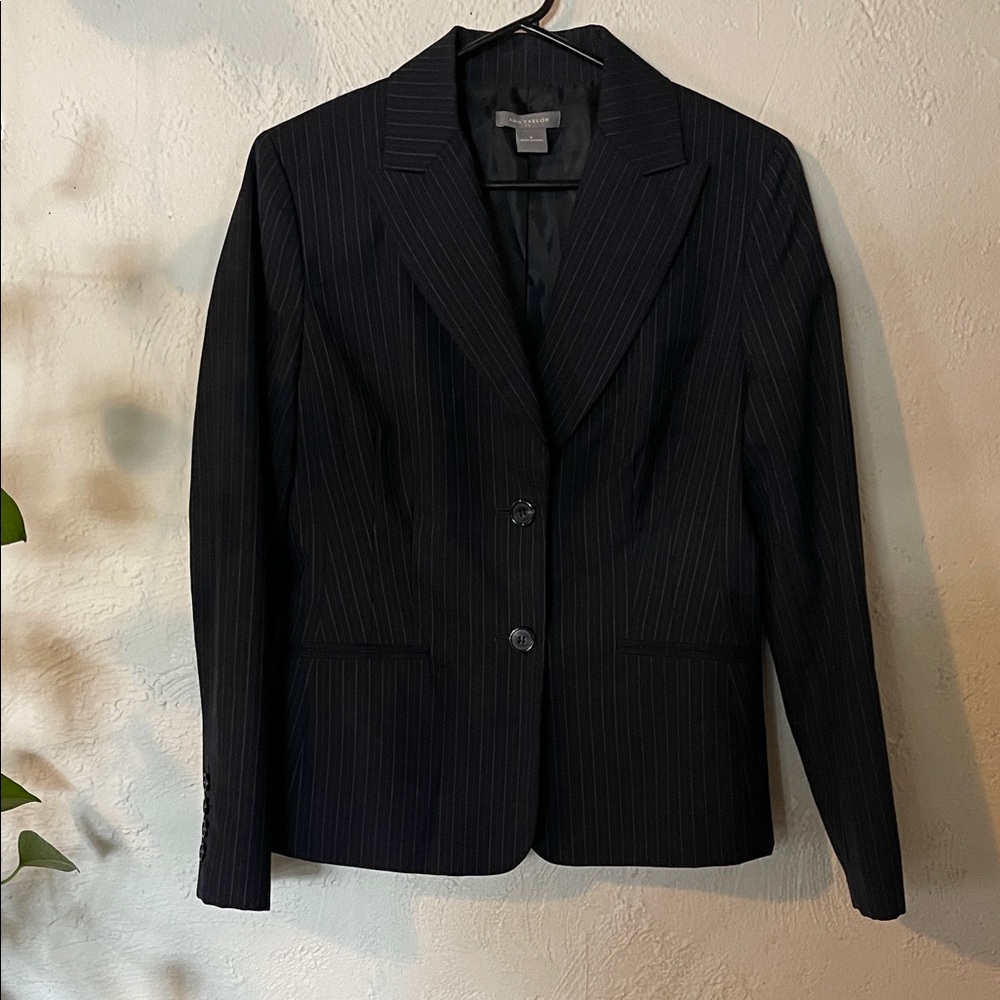 Ann Taylor Women's Black Pinstripe Blazer